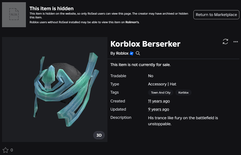 Korblox Berserker Became A Hidden Item Catalog Asset Bugs Developer 2 1024x661 