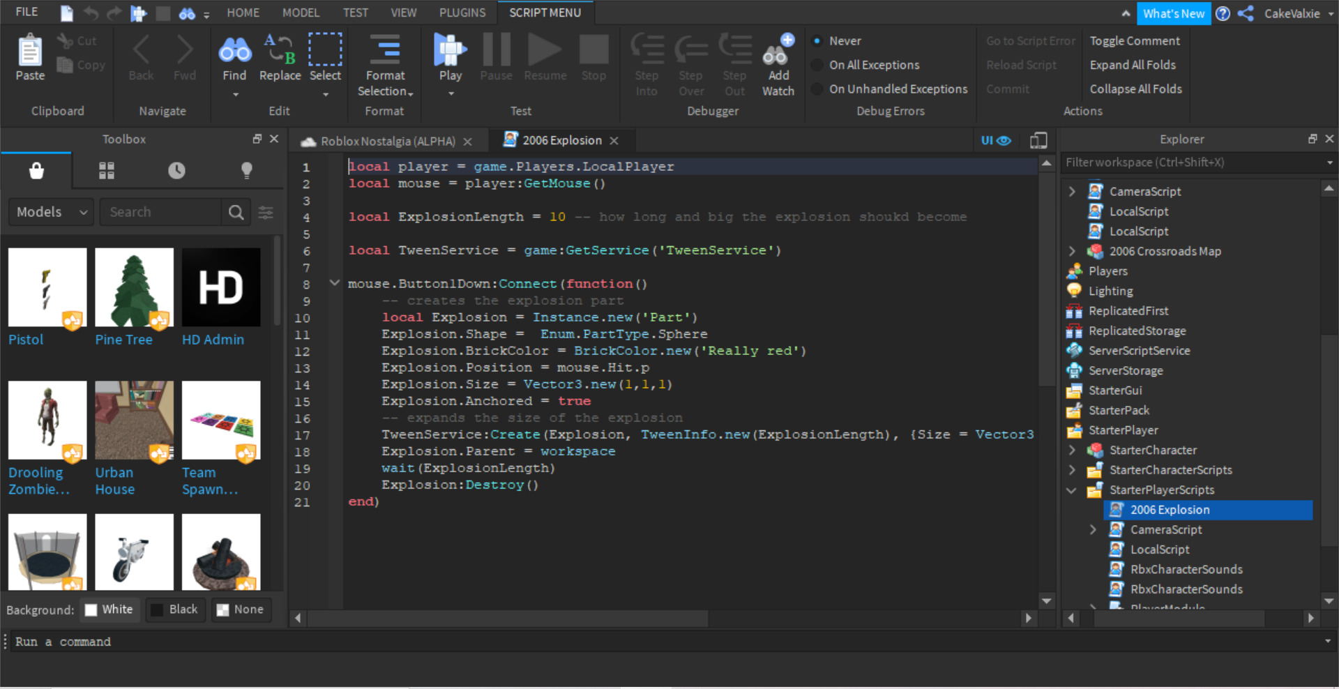 How To Add 2006 Explosions Scripting Support Developer Forum Roblox 