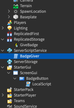 Badge Not Given After Button Press Scripting Support Developer 