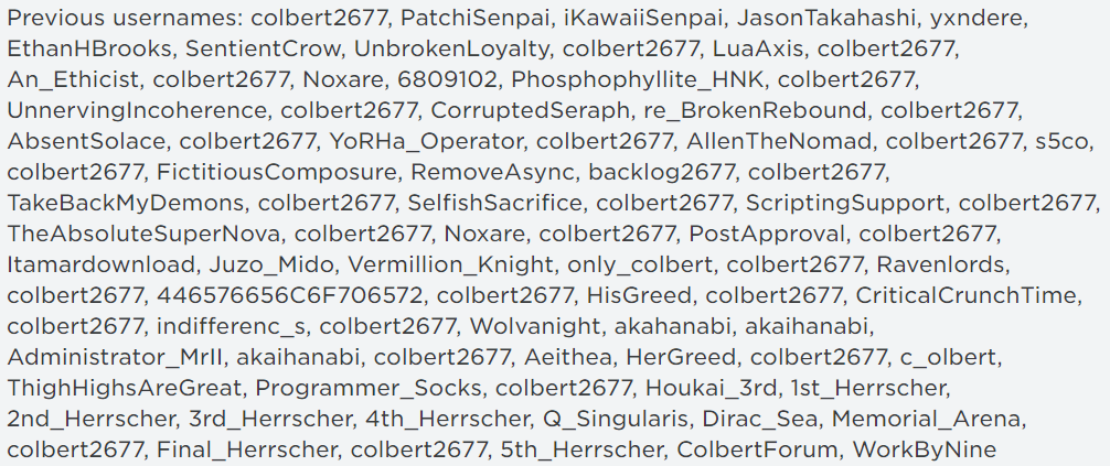 Make Past Username List More Concise Hide Current Duplicate Names 