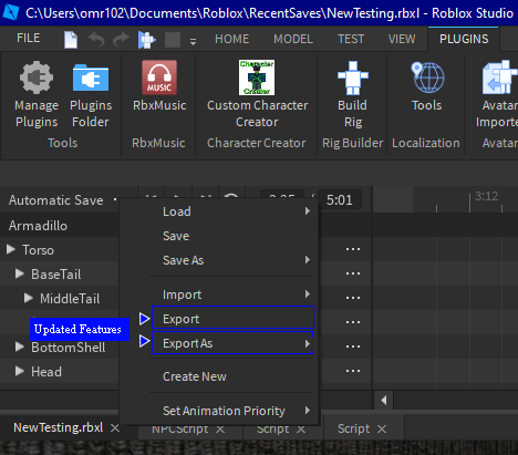 Animation Editor Having Export And Export As Buttons Studio 