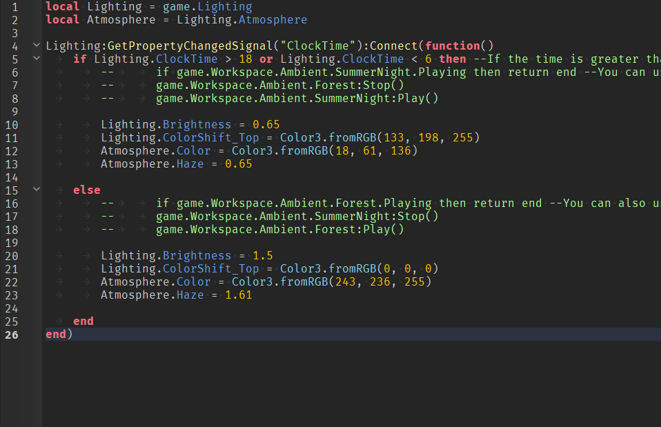 SOLVED Help On Changing Lighting Properties And Day And Night Music 