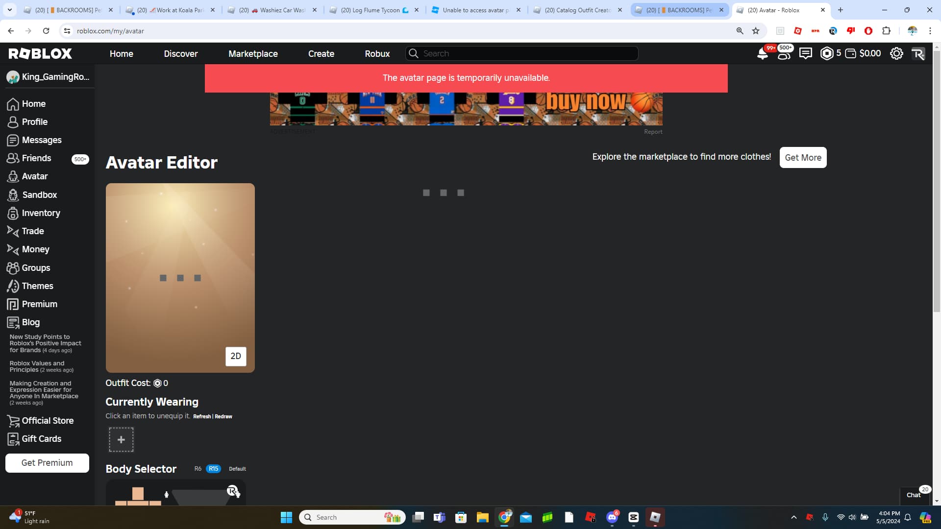 Unable To Access Avatar Page Platform Usage Support Developer Forum 
