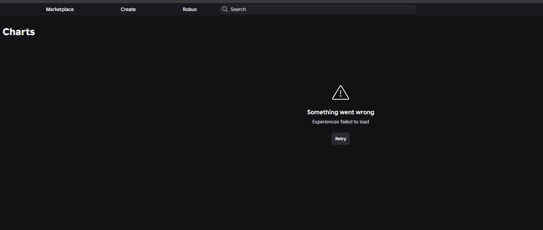 Experiences Failed To Load On Games Charts Page Roblox Application 