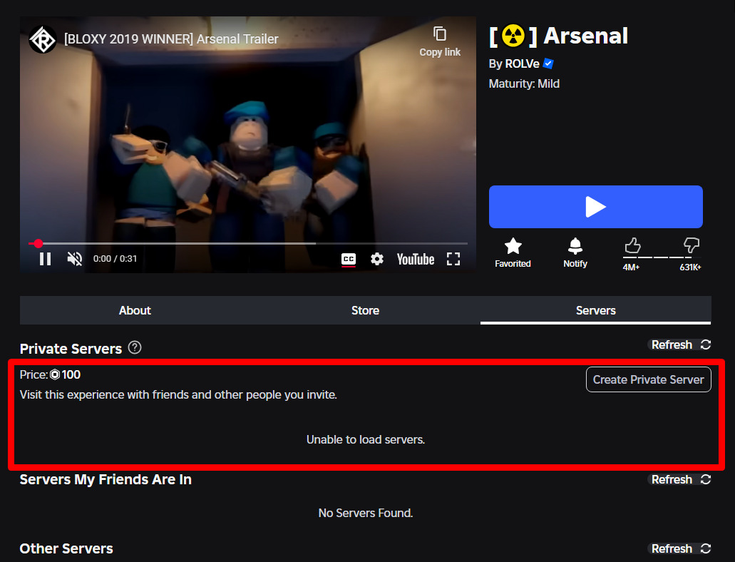 Roblox Private Servers Not Showing Up On The Experience S Page Roblox 
