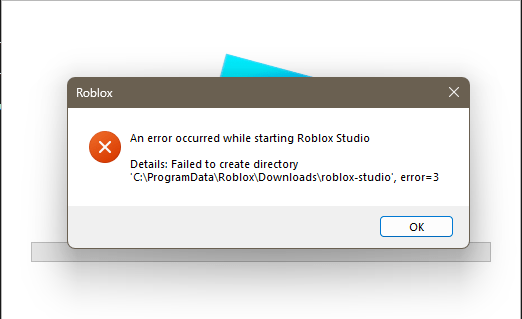Installing Error An Error Occurred While Starting Roblox Studio 