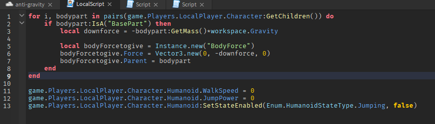 Anti Gravity Script Not Working Properly Scripting Support 