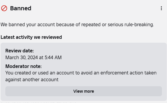 Account Still Falsely Terminated Due To A Bug In The Moderation System 