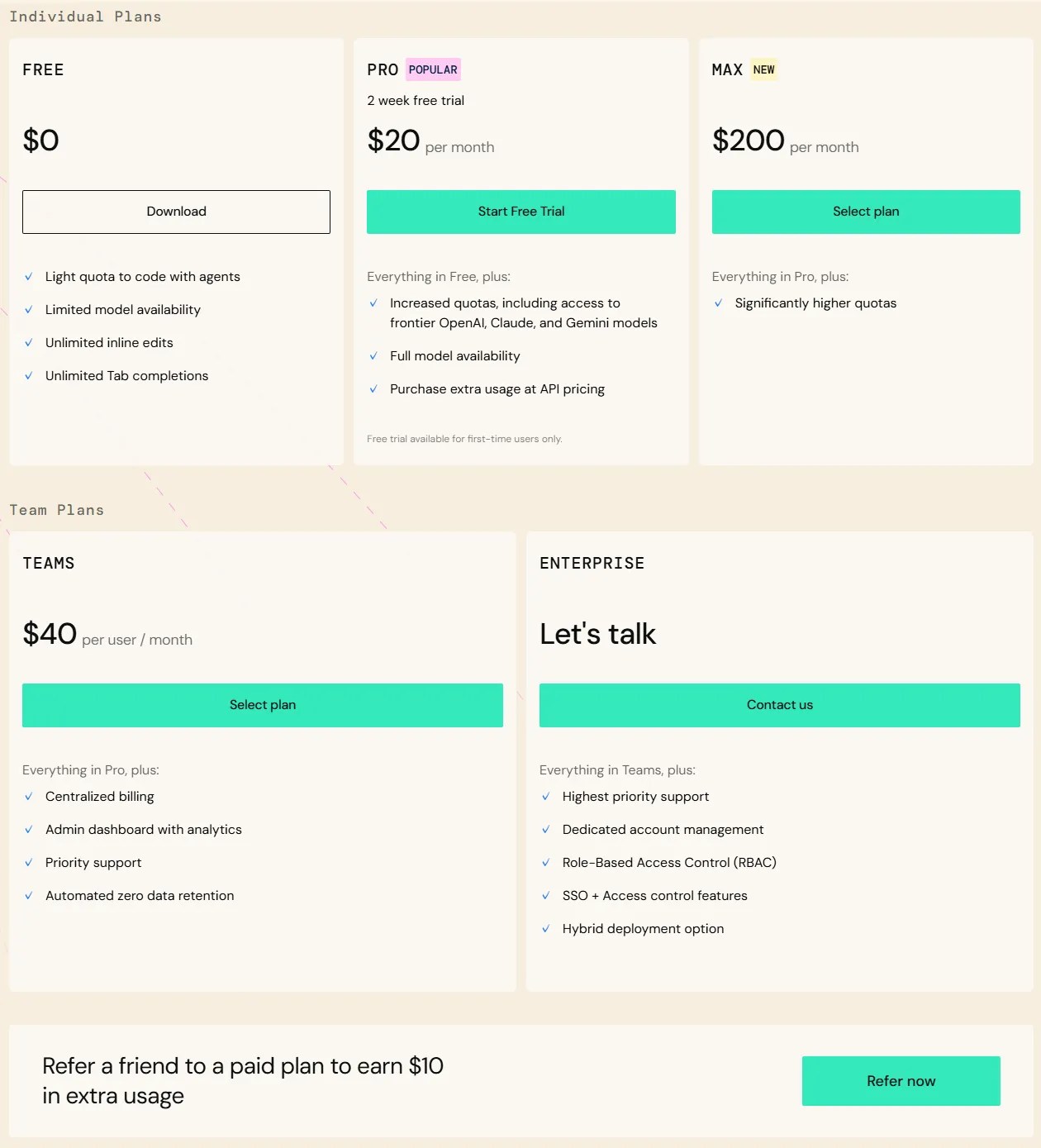Windsurf pricing plans March 2026 — Free, Pro $20, Max $200, Teams $40, Enterprise