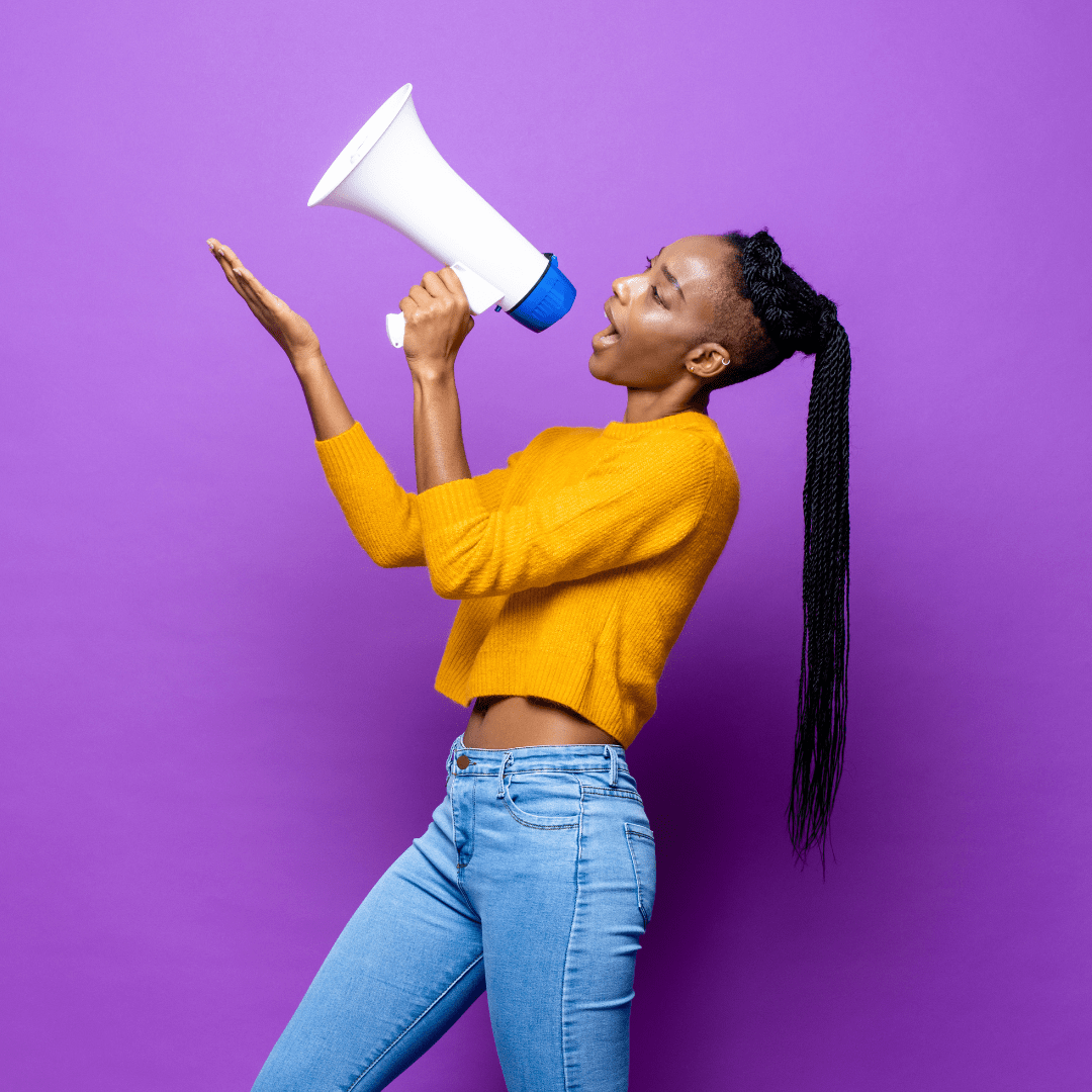 Lady Shouting into a MegaPhone