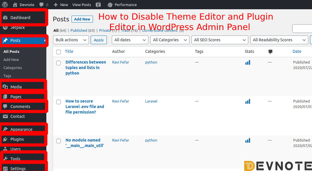 Removes appearance > themes and appearance > theme editor admin menu items from the wordpress admin. How to Disable Theme Editor and Plugin Editor in WordPress Admin Panel