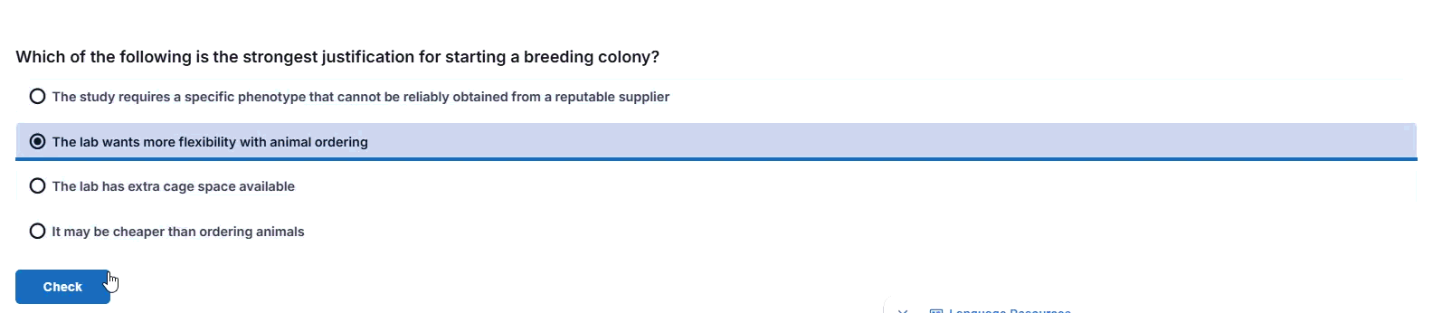 Animated demo of a scored quiz question with immediate feedback