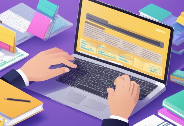 A laptop with a variety of niche options on the screen, surrounded by books and notes. A person's hand hovers over the keyboard, ready to start affiliate marketing