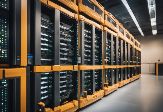 An AWS server surrounded by security measures, with compliance standards visibly displayed