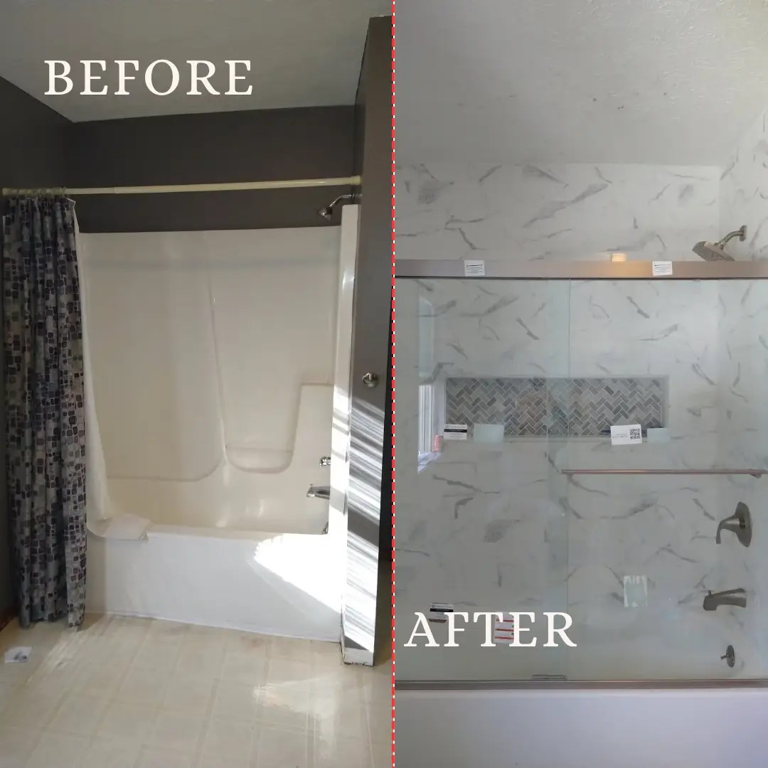 Amazing tile Shower transformation. Took place in Jackson County Michigan.