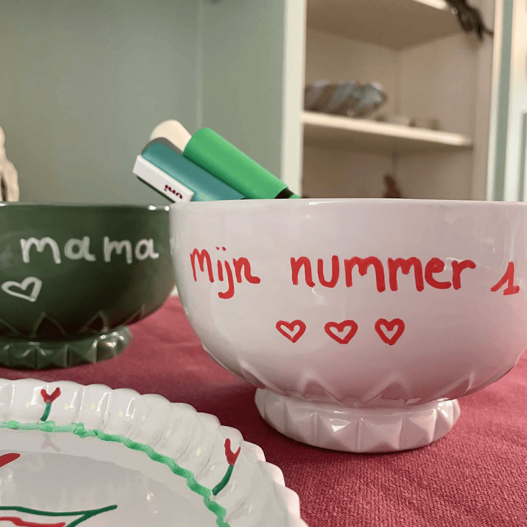 Workshop servies beschilderen Moederdag gepersonaliseerd cadeau