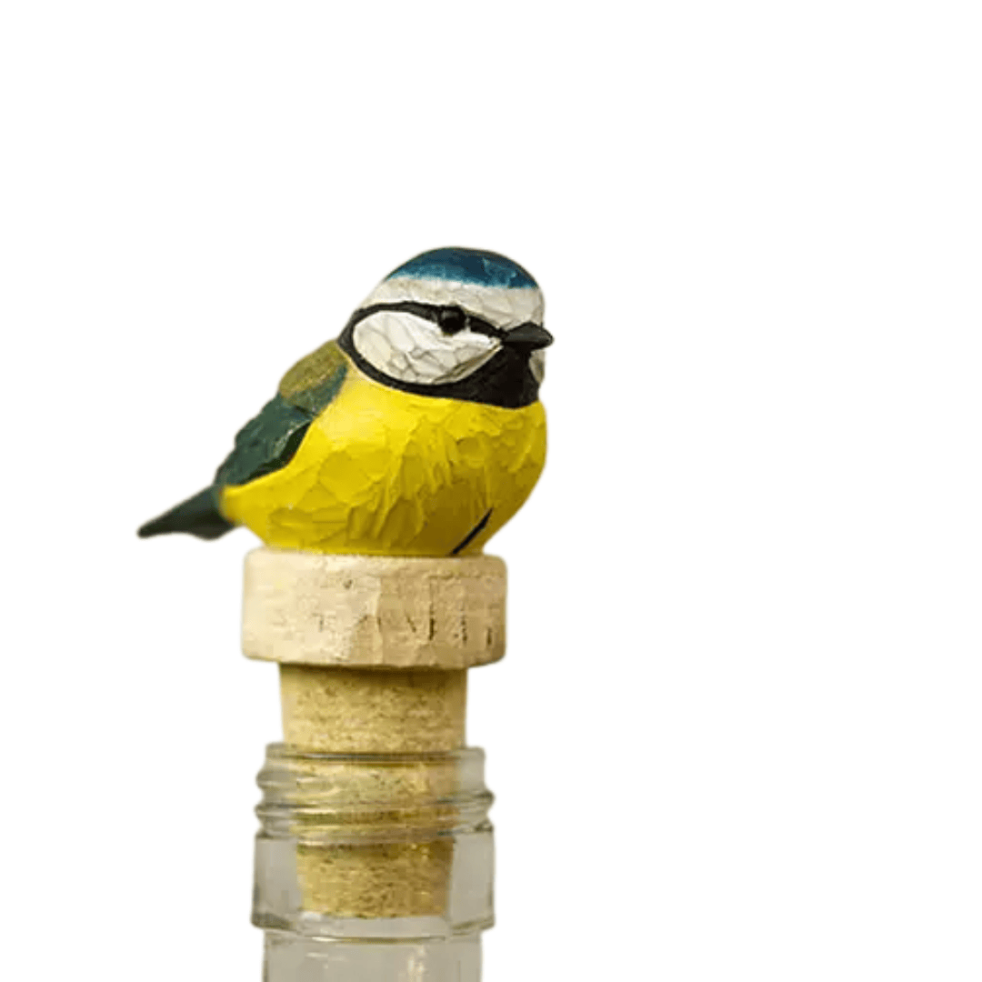 Flessenstop met houten vogel