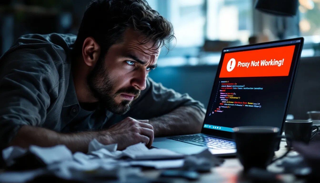 Developer frustrated over Angular 19 proxy not working, with API error and 'FIX IT NOW!' message on screen.
