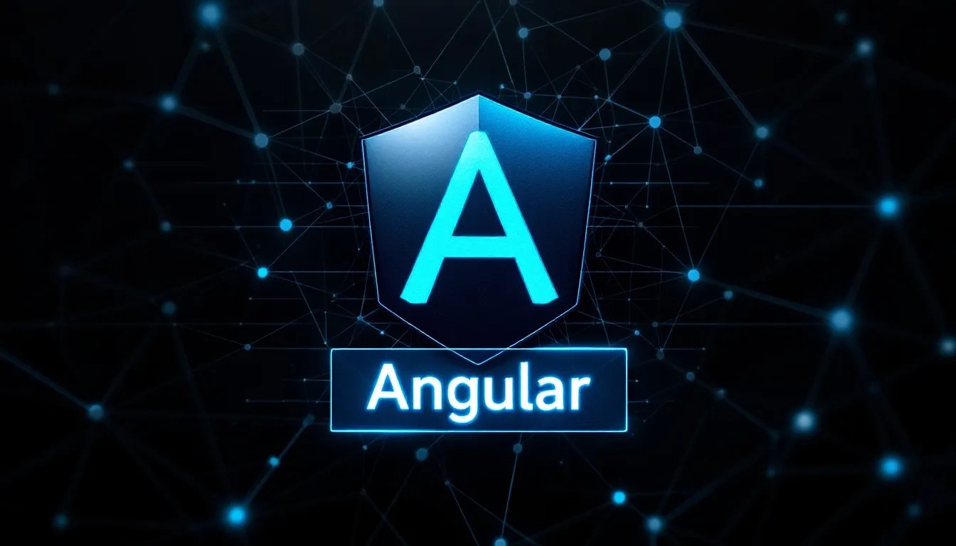 Angular logo with a security shield icon representing CSP, alongside a glowing script tag labeled 'nonce', emphasizing inline script security.