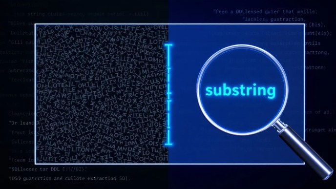 Illustration of extracting a variable part of a string in Db2 using SQL functions, featuring highlighted text and a database query in the background.