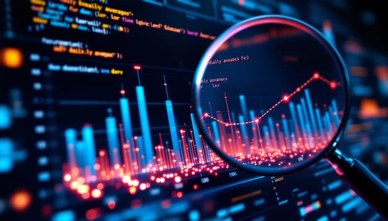 Data visualization dashboard highlighting missing values in a time series graph, with daily averages used for filling in gaps.