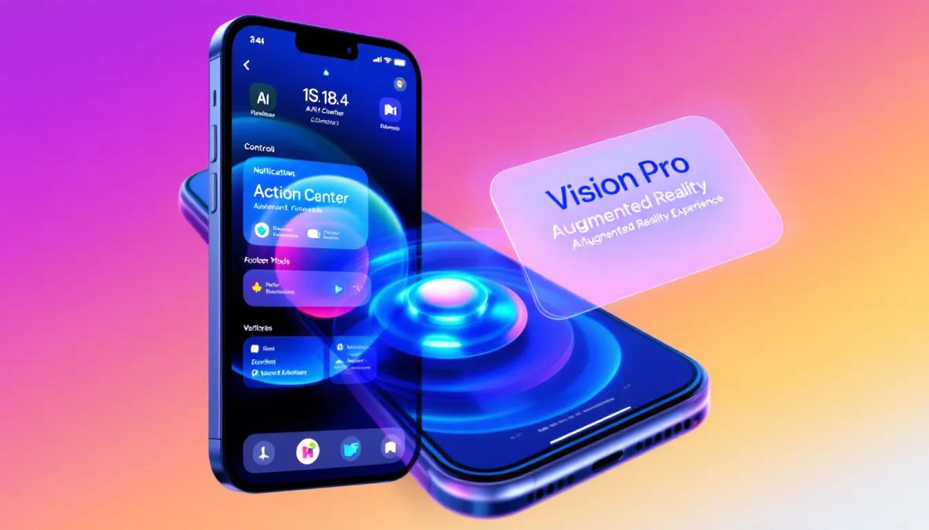 iOS 18.4 latest features showcase, including AI-powered Control Center, smarter notifications, and Vision Pro integration on iPhone.