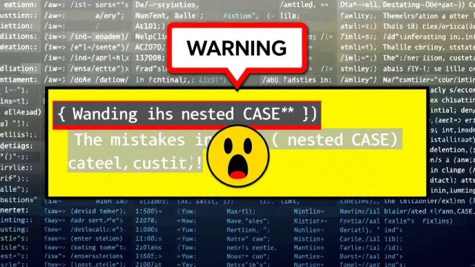 SQL code snippet showing a nested CASE statement error with warning signs, highlighting common querying mistakes.