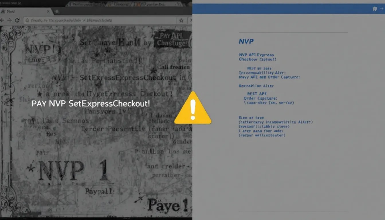 Comparison of PayPal's NVP SetExpressCheckout and REST API Order Capture with an incompatibility alert.