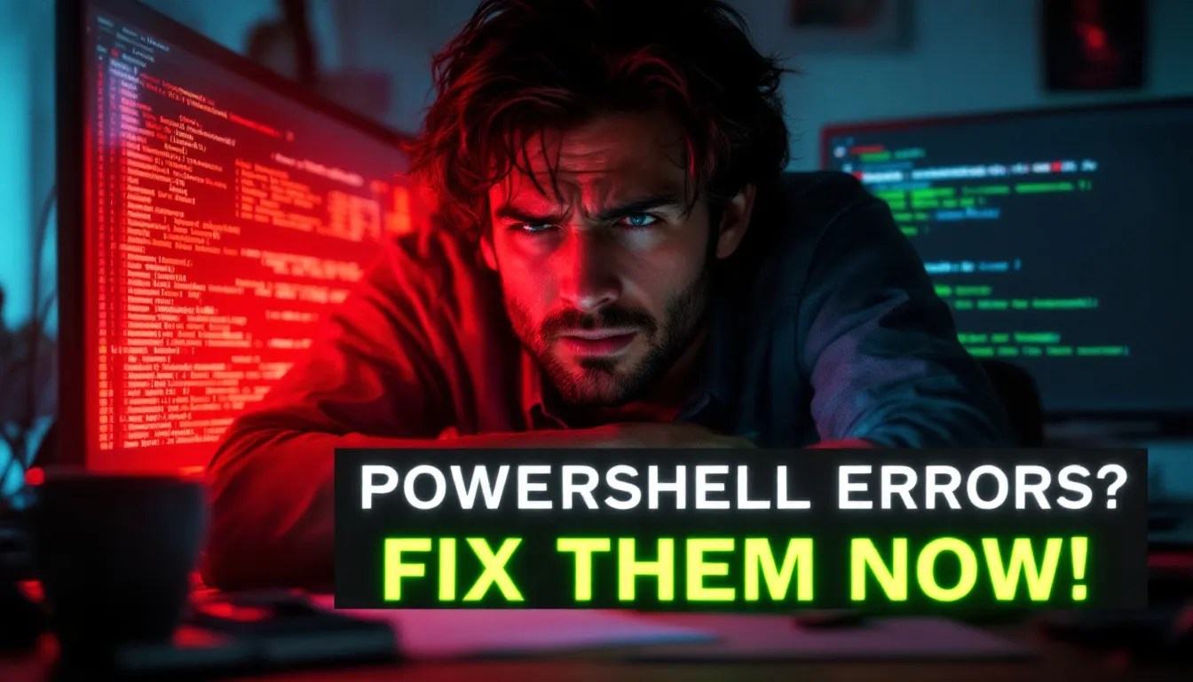 PowerShell developer frustrated by Get-ChildItem errors, with a side-by-side solution fixing error handling.