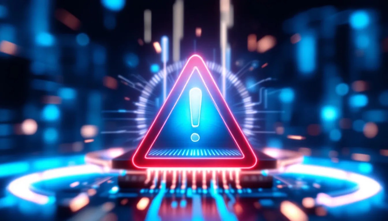 CPU with futuristic lighting and a warning symbol emphasizing the risks of not setting the IDT in protected mode, representing system instability concerns.