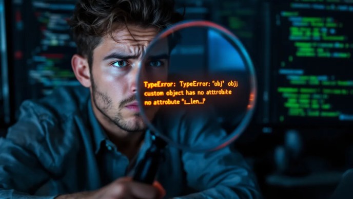 Python developer debugging a TypeError related to __len__() in a custom class, with code snippets showing the issue and solution.