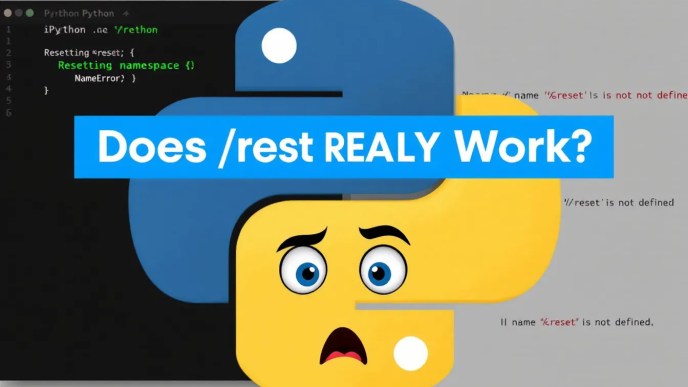 Comparison of %reset command in iPython terminal vs. standard Python script, showing success in iPython and an error in regular Python.