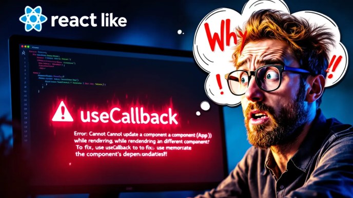 Frustrated developer looking at a ReactJS code snippet with a useCallback function, struggling with outdated state issues.