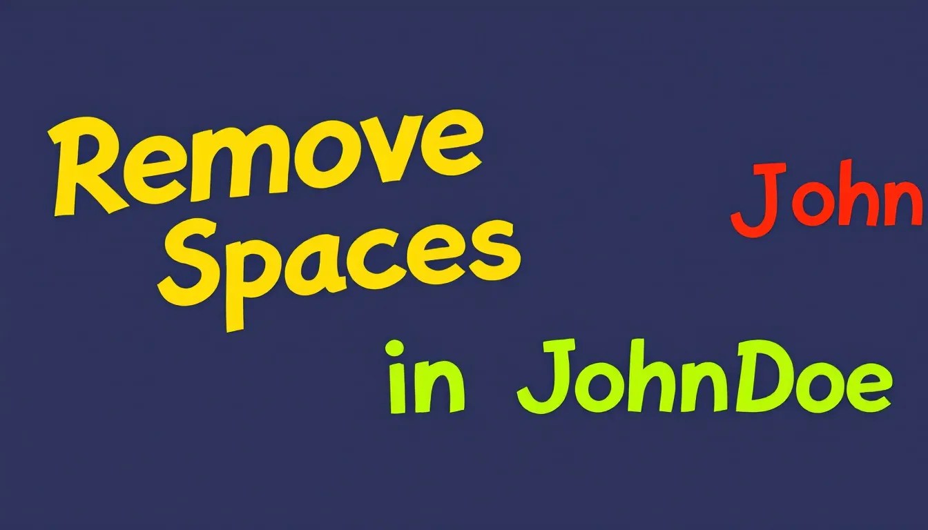 Illustration showing how to remove spaces from names in Python, with a before-and-after transformation effect.