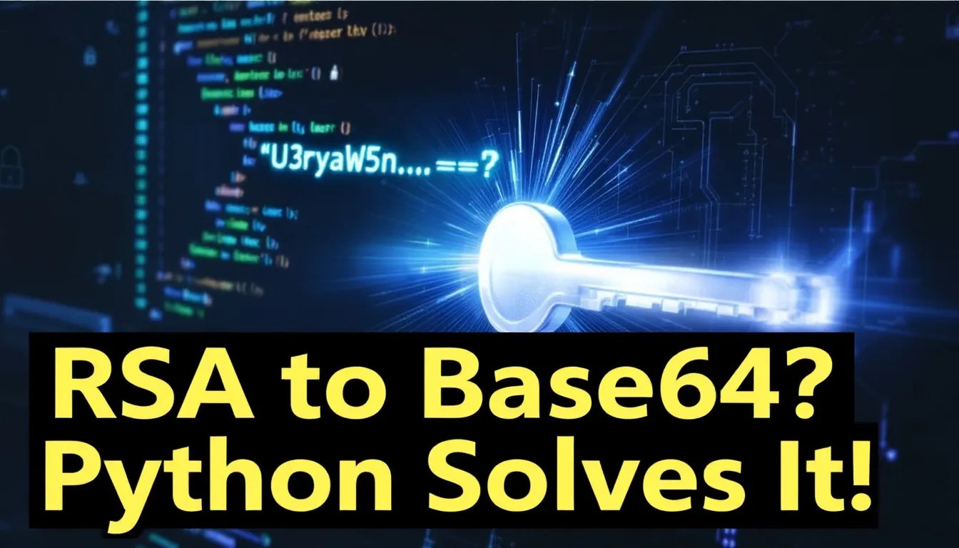 Illustration of RSA key conversion in Python, showing encrypted key with Base64 string output.