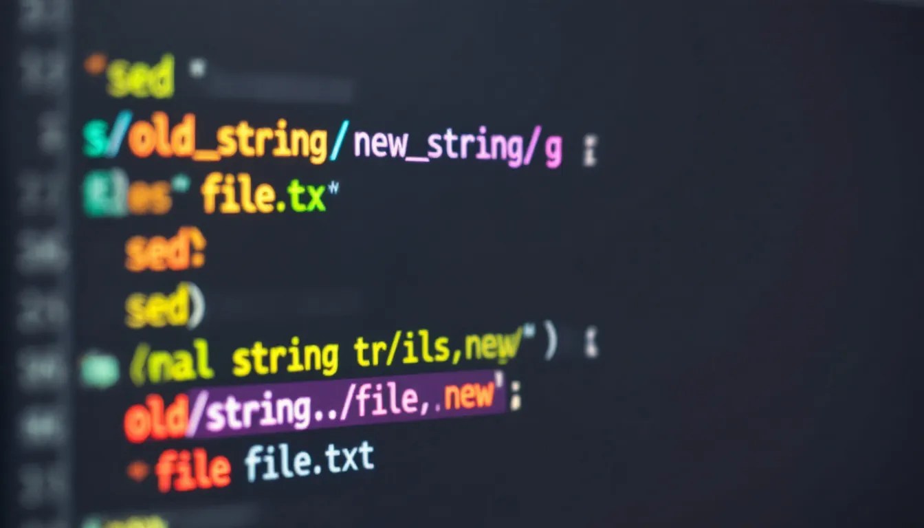Terminal window demonstrating how to use sed to remove a string containing a specific substring, highlighting text manipulation in Linux.