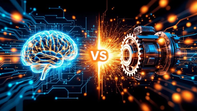 Java Memory Model vs JVM comparison with brain and machine imagery representing memory rules versus execution engine