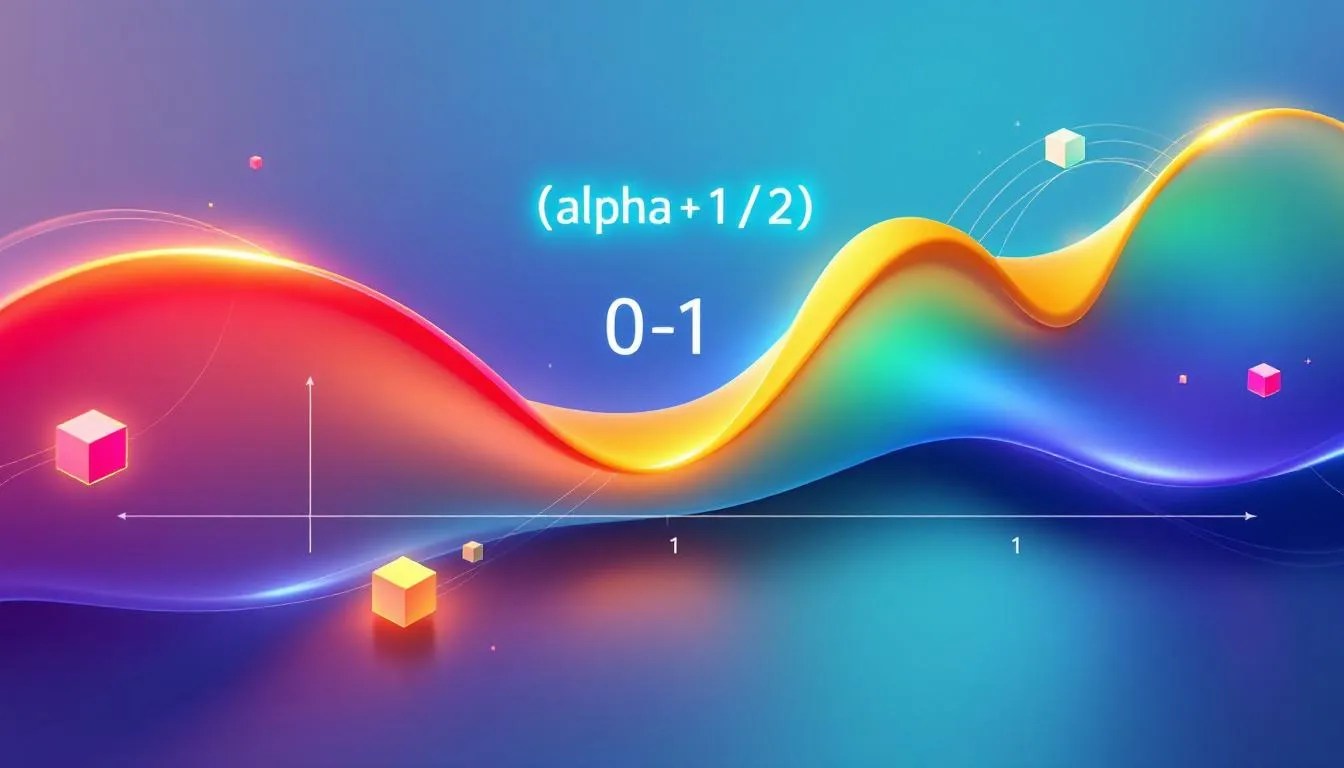 Graph showing how negative alpha values from -1 to 1 are remapped to 0 to 1 for safe lerp function use, with React-Three-Fiber 3D interpolation cubes