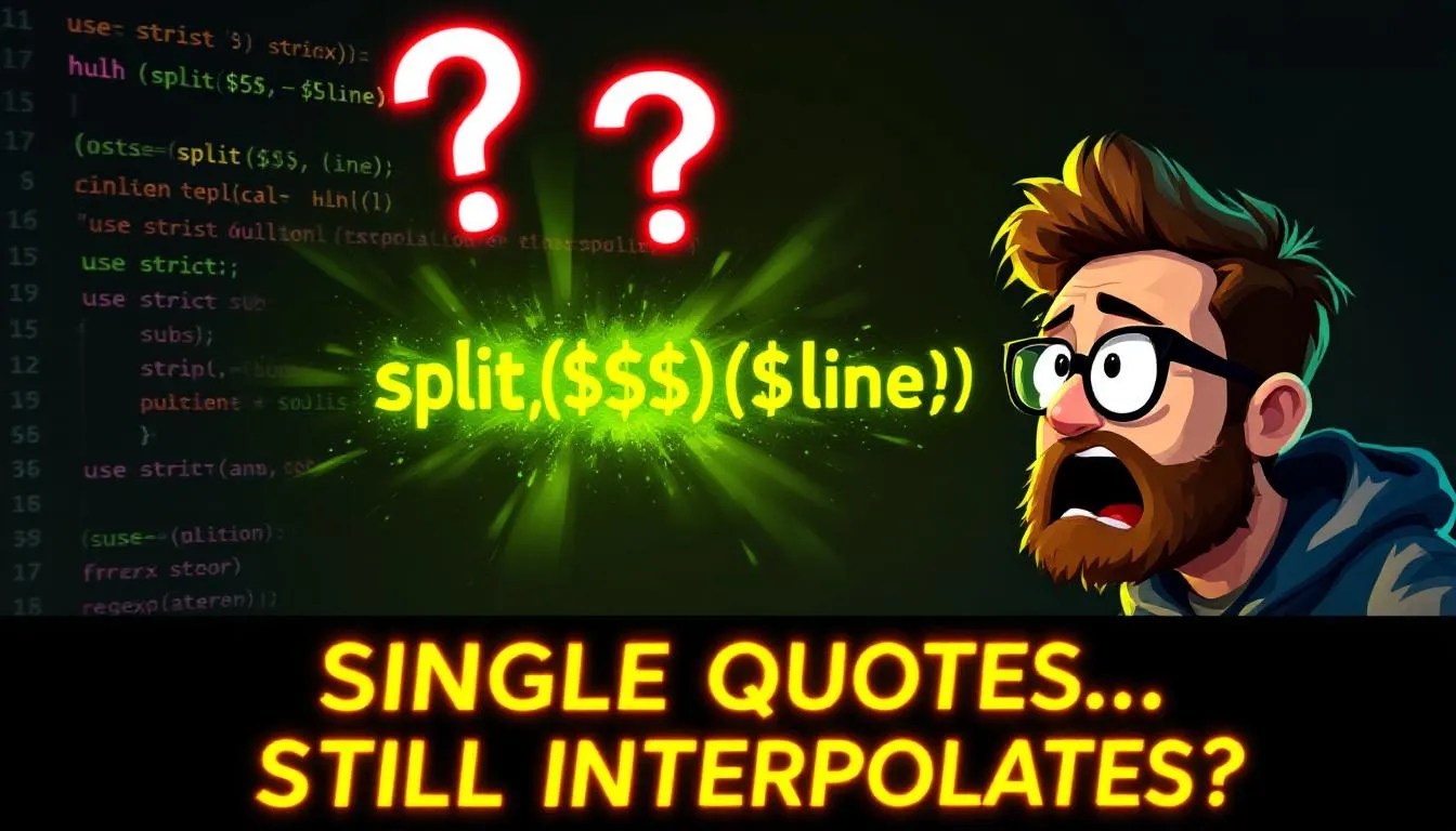 Perl dev shocked as $$ appears to interpolate inside single quotes in split function