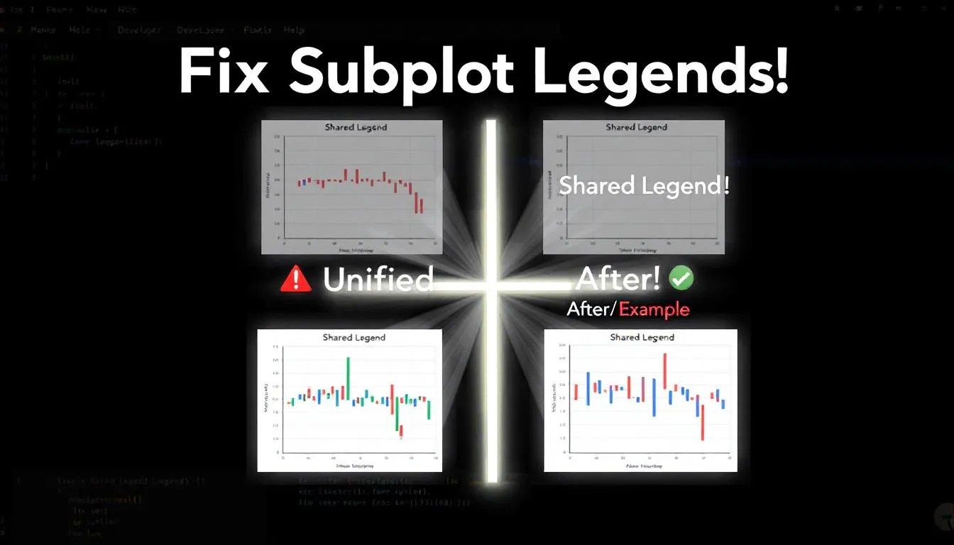 Preview grid of multiple matplotlib subplots with a shared unified legend below all graphs, illustrating before and after legend positioning using fig.legend and constrained layout