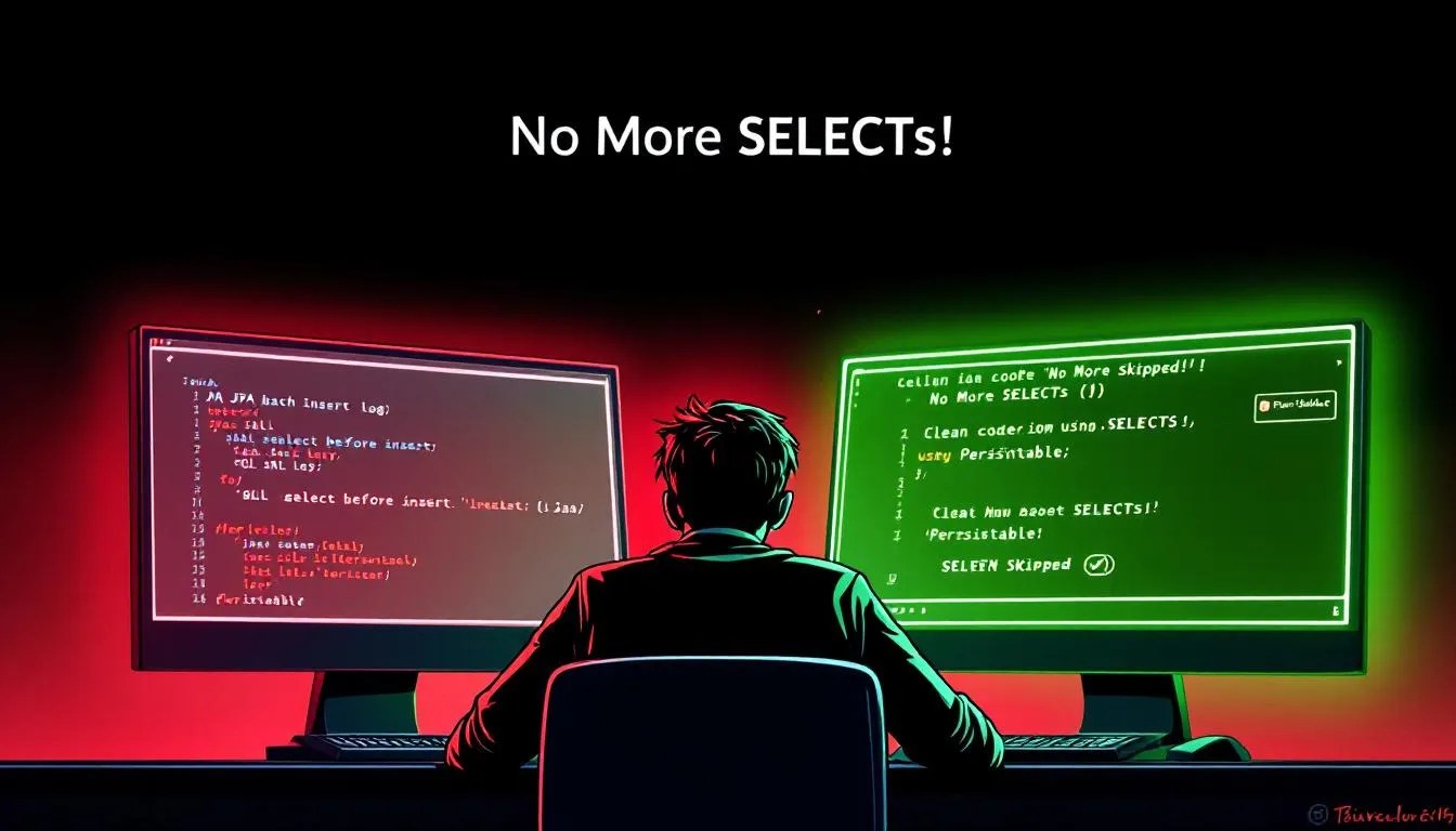 Frustrated Java developer solving JPA batch insert select issue using Persistable in Spring Boot