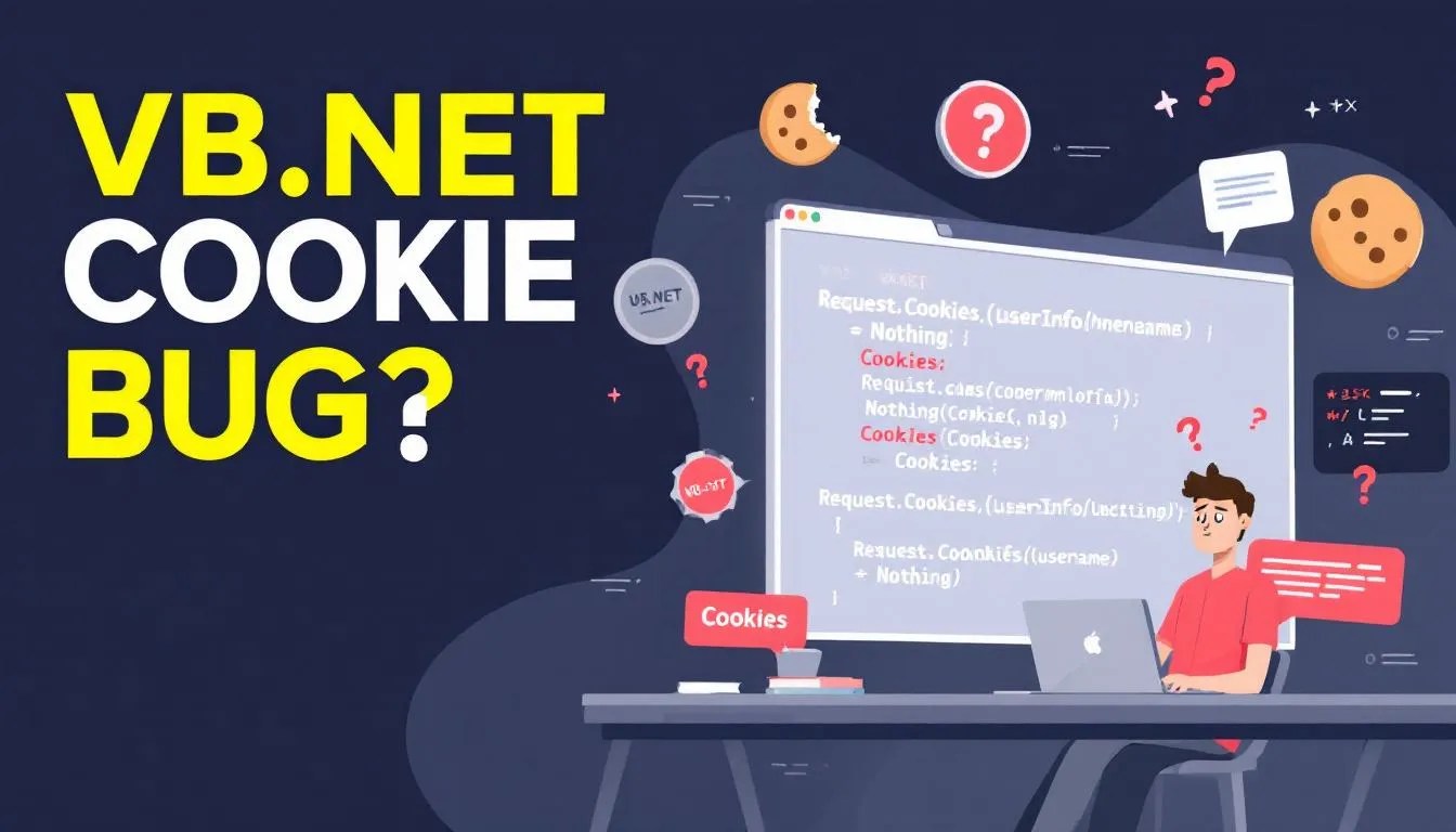 VB.NET developer confused about incorrect cookie handling, showing Request.Cookies code bug and cookie troubleshooting tips