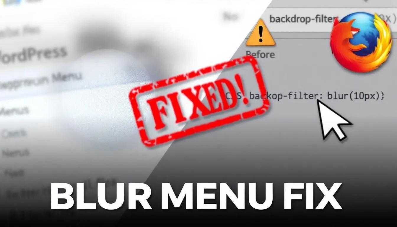 Fixed blur effect in WordPress menu using CSS and PageLayer with before and after example interface