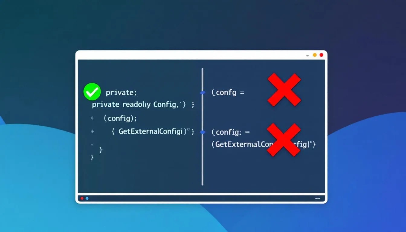 C# constructor readonly field initialization with method - best practices vs anti-patterns visual guide
