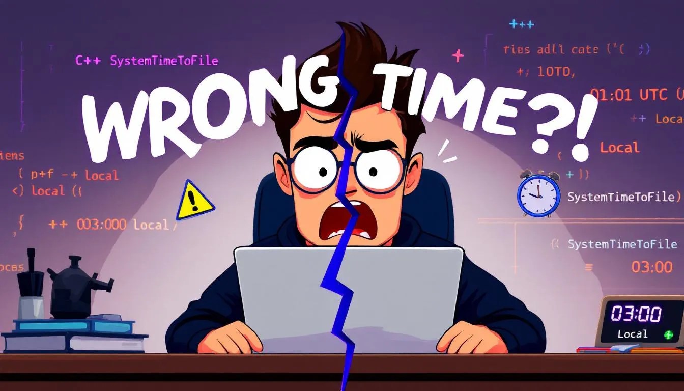 Developer confused over SystemTimeToFileTime and FileTimeToLocalFileTime mismatch with highlighted timezone error
