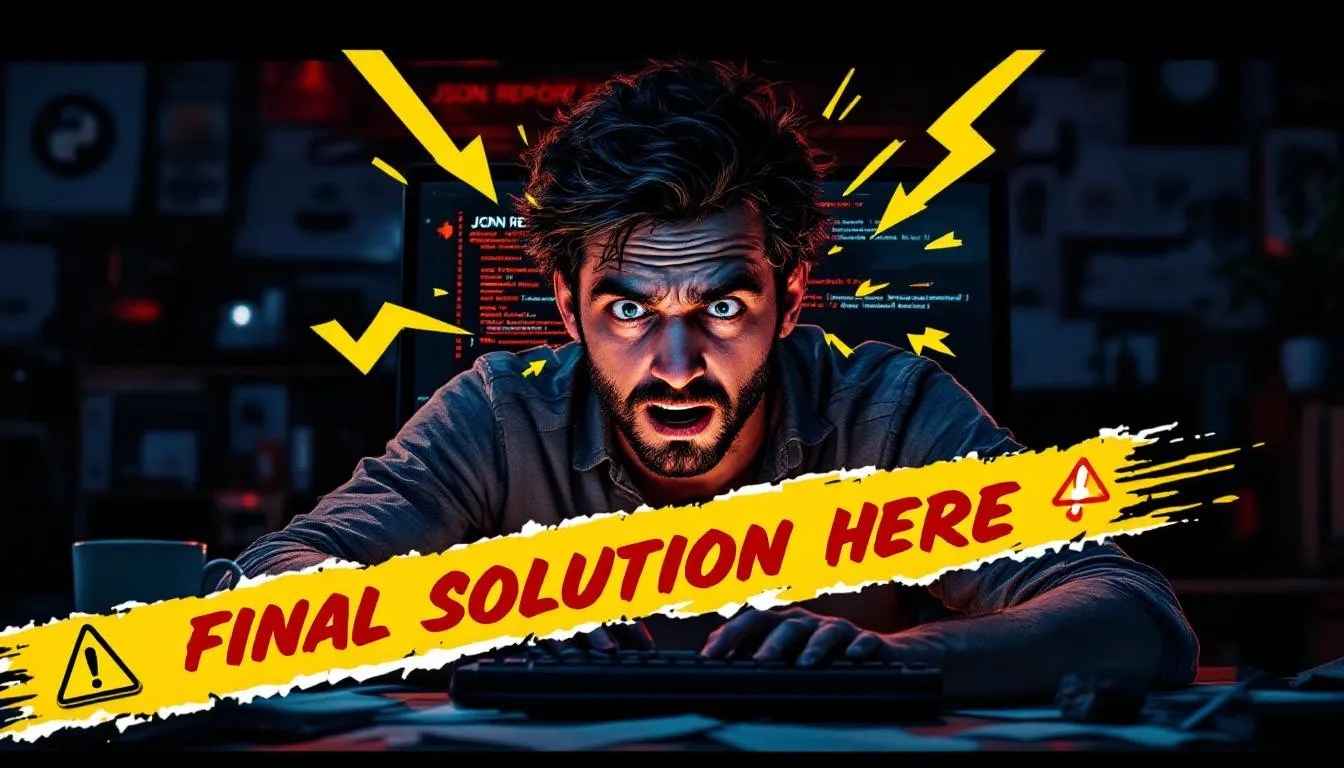 Frustrated developer looking at ZAP JSON report error in terminal while using Python and Podman