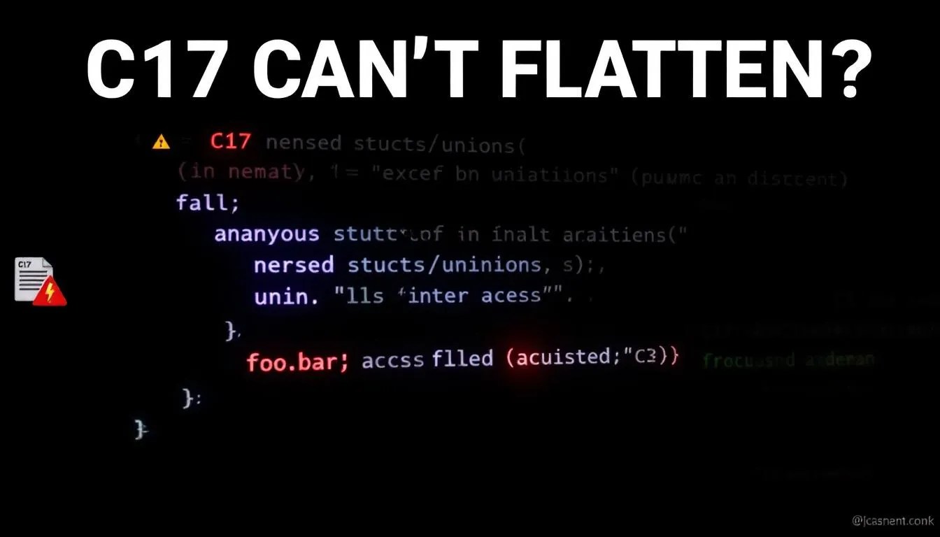 C17 anonymous structs vs C23 compatibility error with code example and flattened member access issue