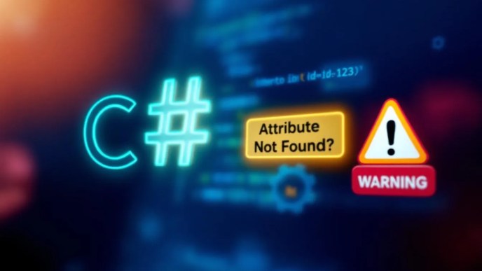 C# XML Attribute Check using XElement with highlighted 'id' attribute and warning sign