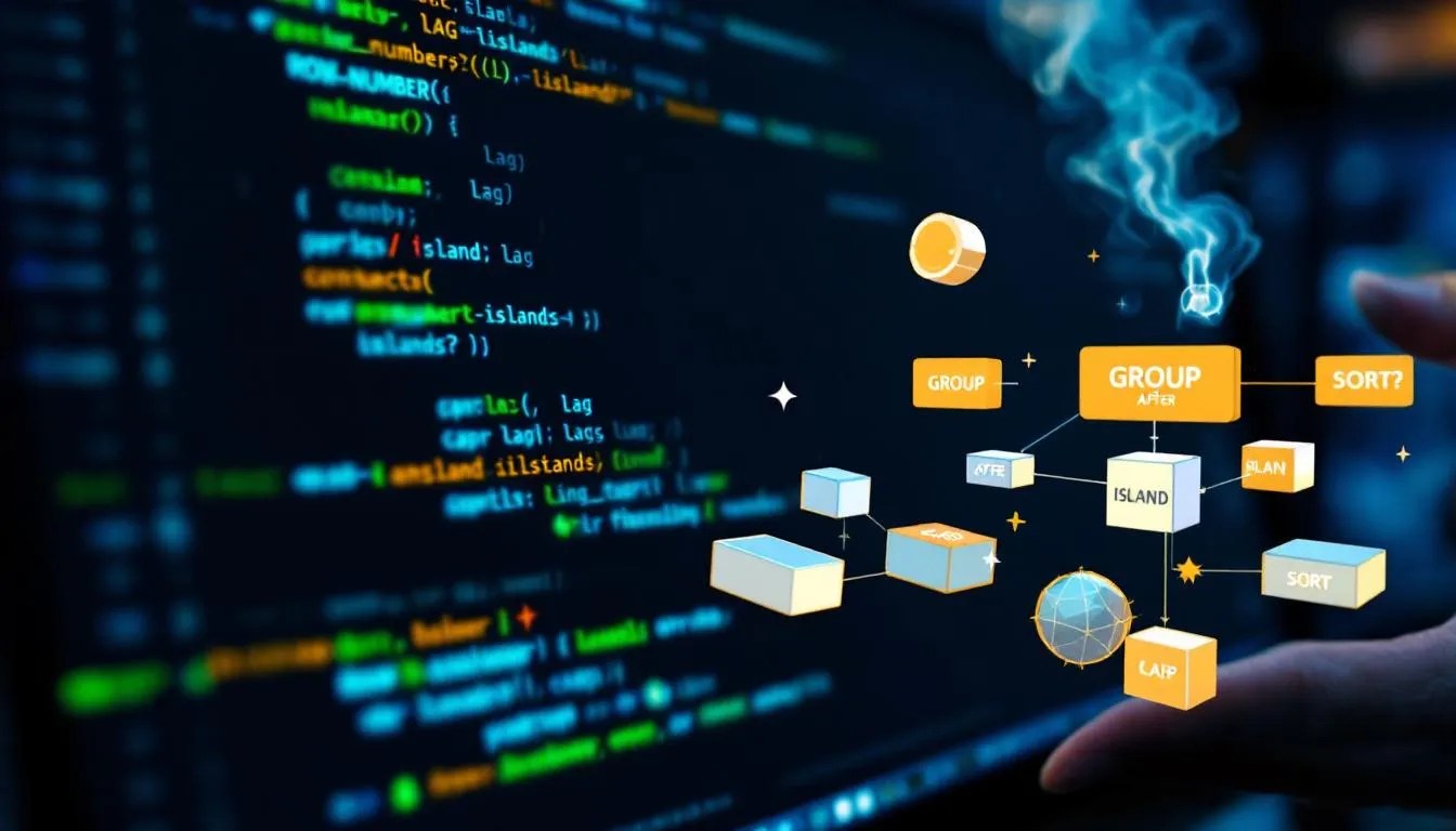 Developer surprised by SQLite code using window functions like ROW_NUMBER and LAG to group data after sorting gaps and islands