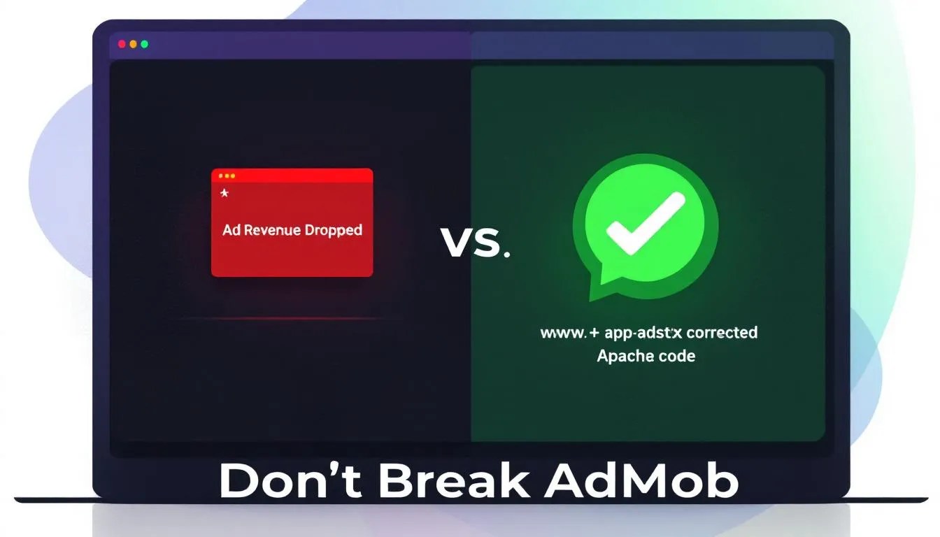 mod_rewrite www redirect exception for app-ads.txt with Apache code example and AdMob compliance warning